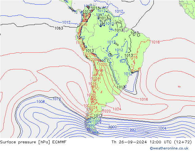 Yer basıncı ECMWF Per 26.09.2024 12 UTC