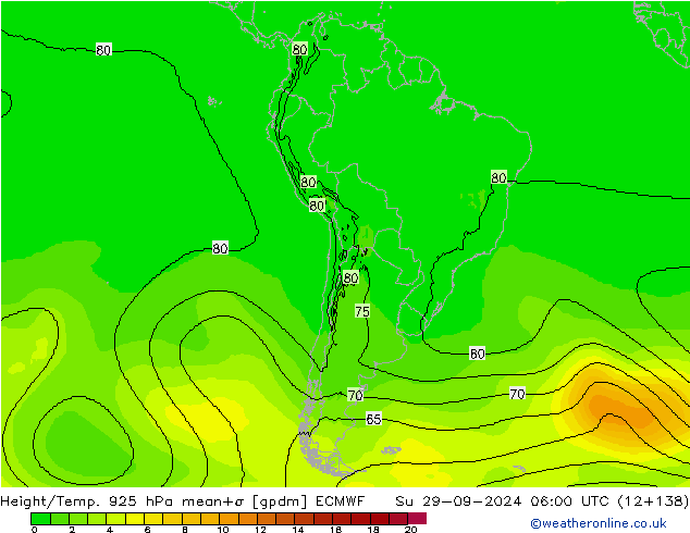 Height/Temp. 925 hPa ECMWF Su 29.09.2024 06 UTC