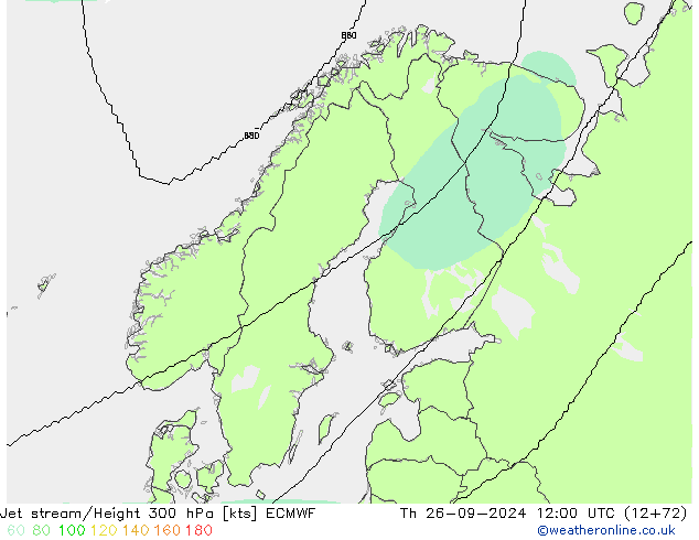 Jet stream/Height 300 hPa ECMWF Th 26.09.2024 12 UTC