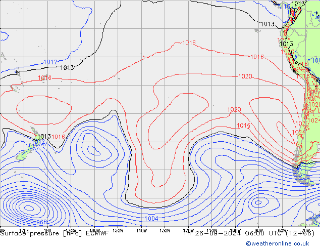 Surface pressure ECMWF Th 26.09.2024 06 UTC