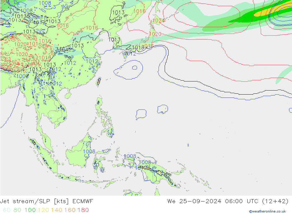 Corrente a getto ECMWF mer 25.09.2024 06 UTC