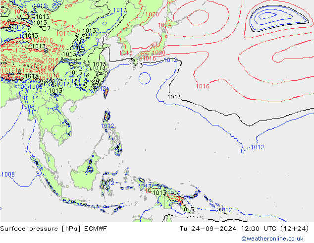 Pressione al suolo ECMWF mar 24.09.2024 12 UTC