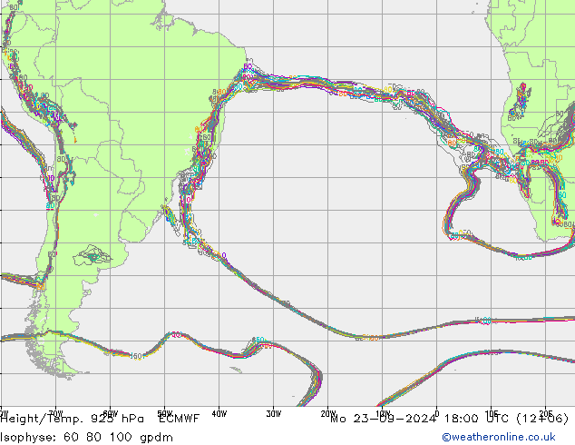 Height/Temp. 925 hPa ECMWF Mo 23.09.2024 18 UTC