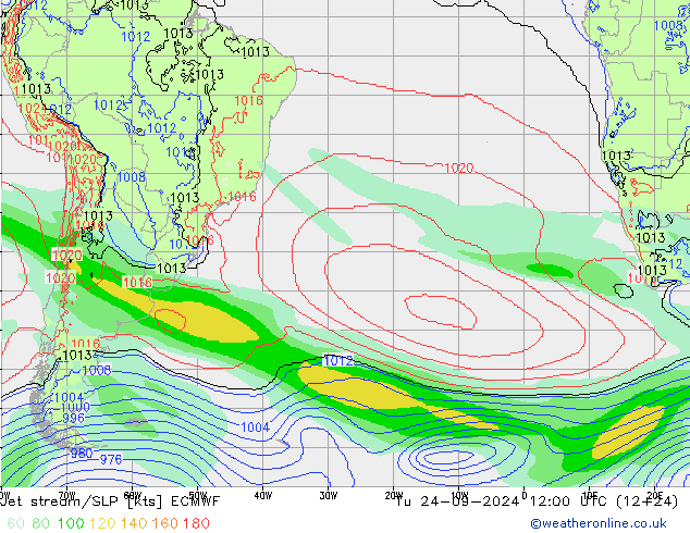 Jet stream/SLP ECMWF Tu 24.09.2024 12 UTC