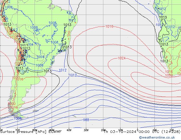 приземное давление ECMWF чт 03.10.2024 00 UTC