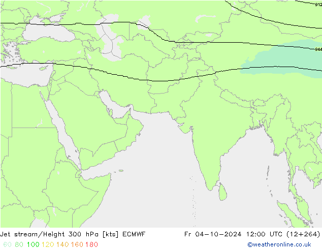 Jet stream/Height 300 hPa ECMWF Fr 04.10.2024 12 UTC