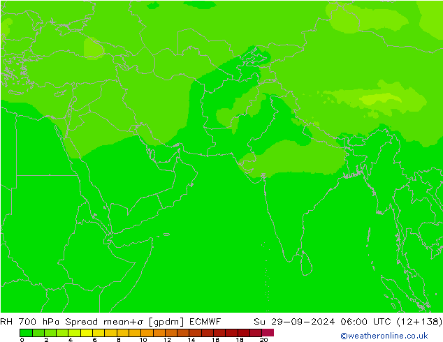 RH 700 hPa Spread ECMWF Su 29.09.2024 06 UTC