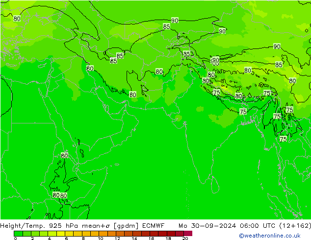 Height/Temp. 925 hPa ECMWF Mo 30.09.2024 06 UTC