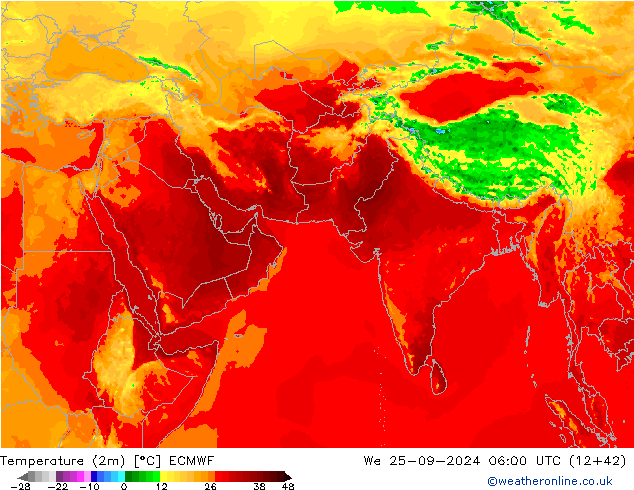 Temperature (2m) ECMWF We 25.09.2024 06 UTC