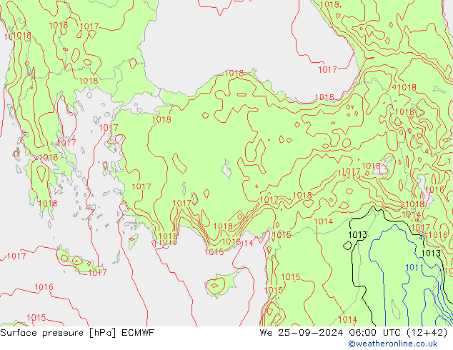 pression de l'air ECMWF mer 25.09.2024 06 UTC