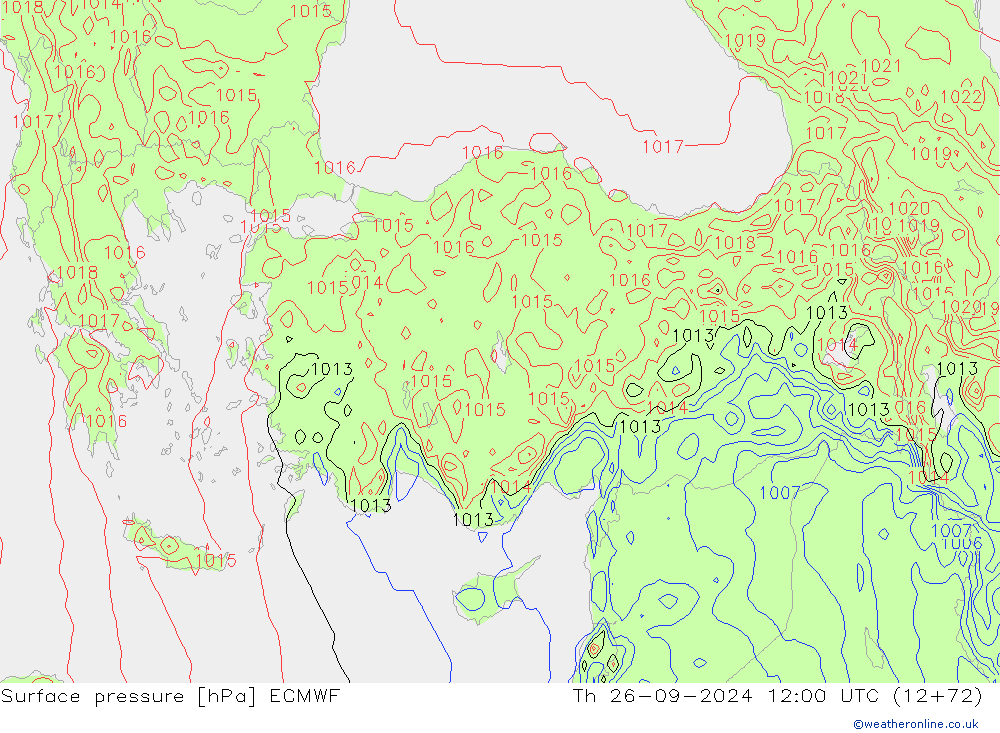 Presión superficial ECMWF jue 26.09.2024 12 UTC