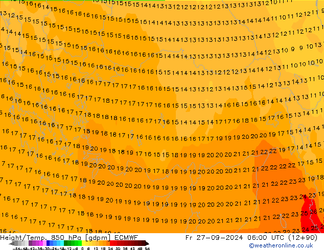 Height/Temp. 850 hPa ECMWF Sex 27.09.2024 06 UTC