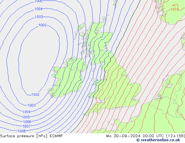 приземное давление ECMWF пн 30.09.2024 00 UTC