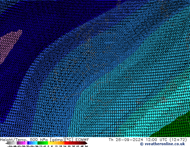 Height/Temp. 500 hPa ECMWF Qui 26.09.2024 12 UTC