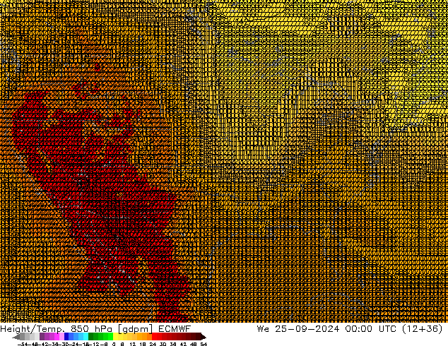 Height/Temp. 850 hPa ECMWF We 25.09.2024 00 UTC