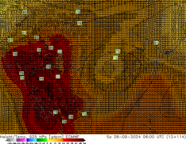 Height/Temp. 925 гПа ECMWF сб 28.09.2024 06 UTC