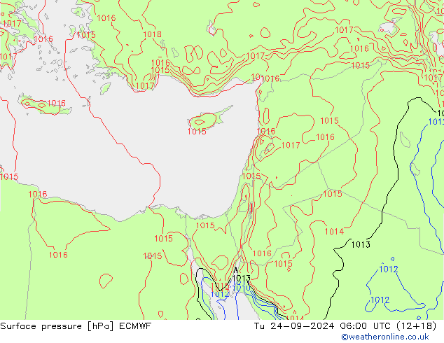 приземное давление ECMWF вт 24.09.2024 06 UTC