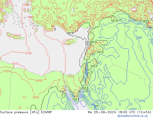 Surface pressure ECMWF We 25.09.2024 18 UTC