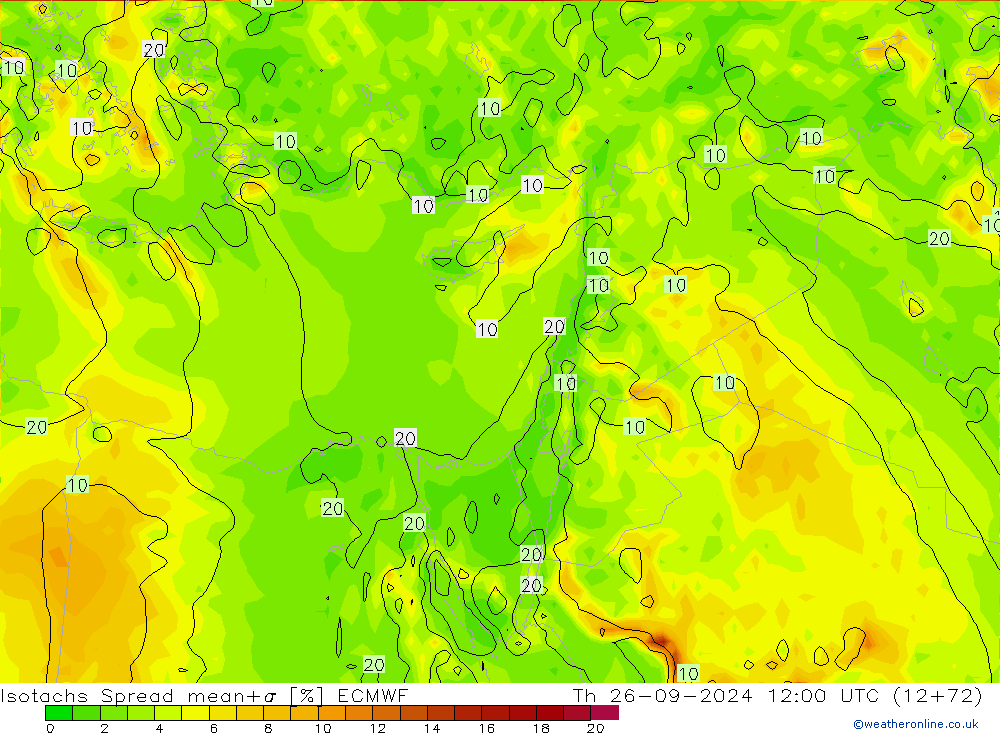 Isotachs Spread ECMWF jeu 26.09.2024 12 UTC