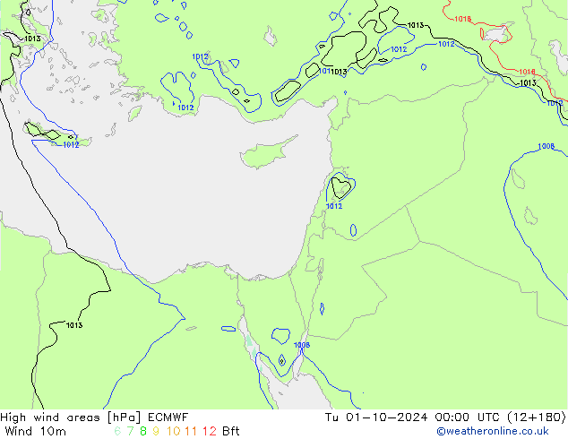 High wind areas ECMWF mar 01.10.2024 00 UTC