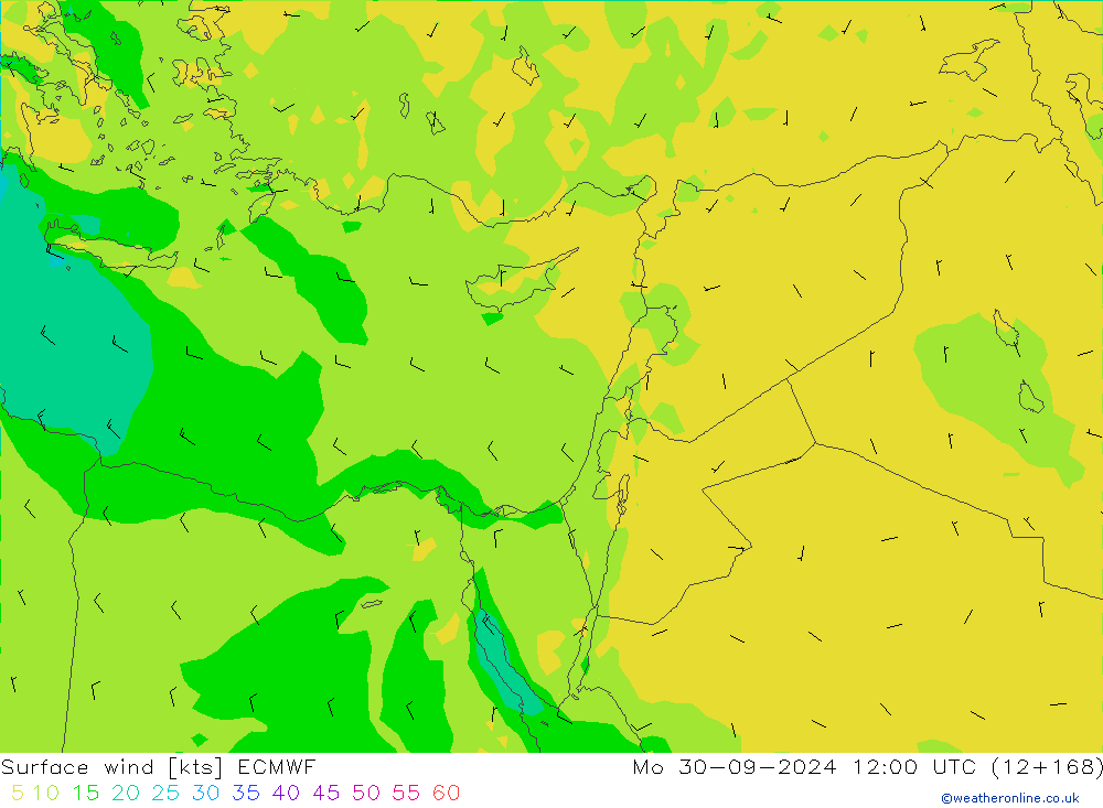 Vent 10 m ECMWF lun 30.09.2024 12 UTC