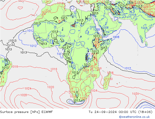 pressão do solo ECMWF Ter 24.09.2024 00 UTC