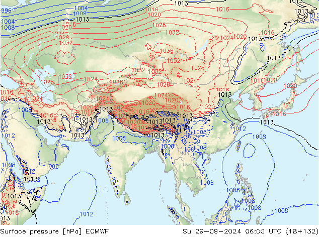 Surface pressure ECMWF Su 29.09.2024 06 UTC