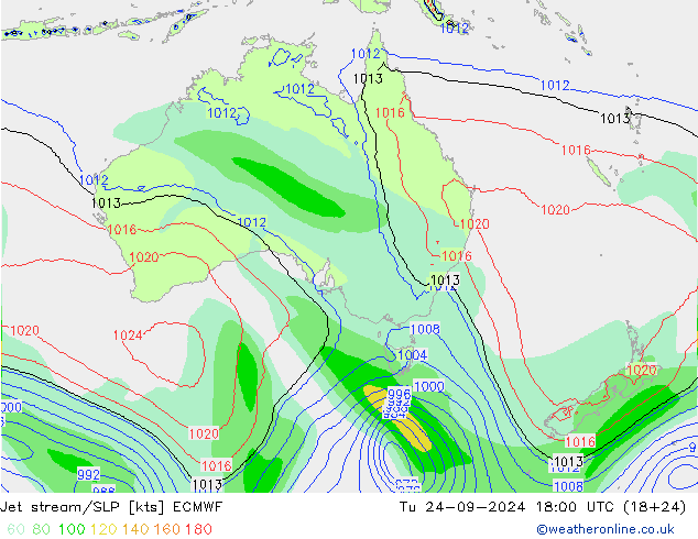 джет/приземное давление ECMWF вт 24.09.2024 18 UTC