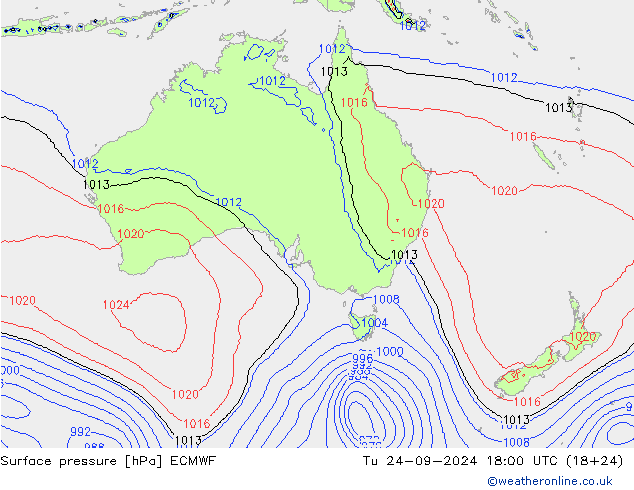 Yer basıncı ECMWF Sa 24.09.2024 18 UTC