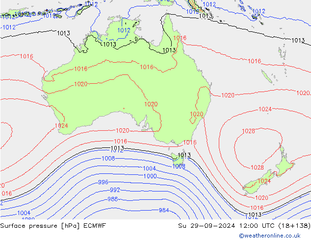 приземное давление ECMWF Вс 29.09.2024 12 UTC