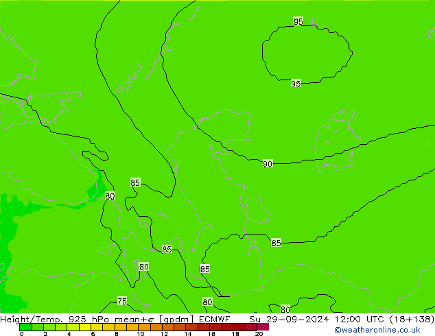 Géop./Temp. 925 hPa ECMWF dim 29.09.2024 12 UTC