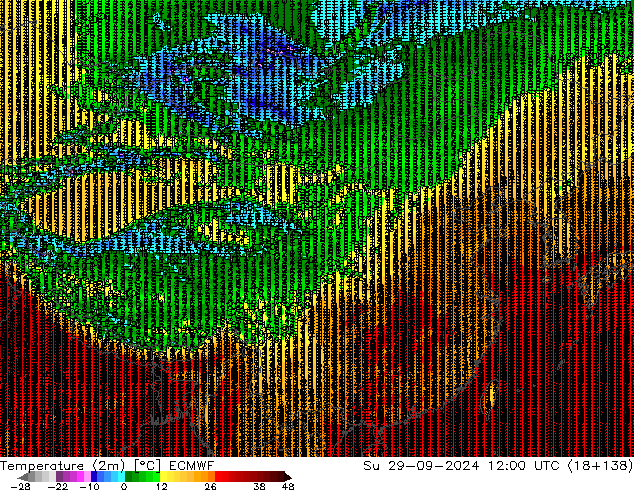 Temperature (2m) ECMWF Su 29.09.2024 12 UTC