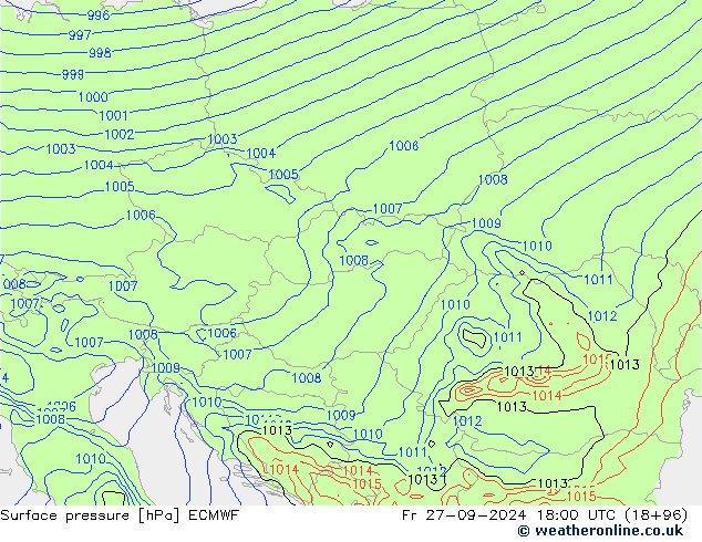 Luchtdruk (Grond) ECMWF vr 27.09.2024 18 UTC