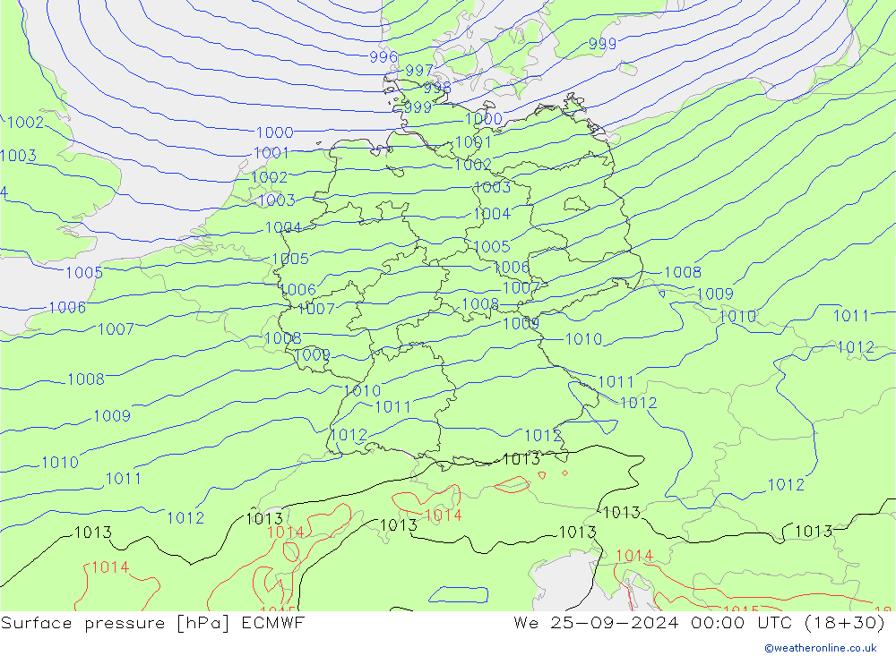 pressão do solo ECMWF Qua 25.09.2024 00 UTC