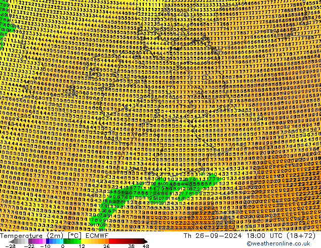 Temperature (2m) ECMWF Th 26.09.2024 18 UTC