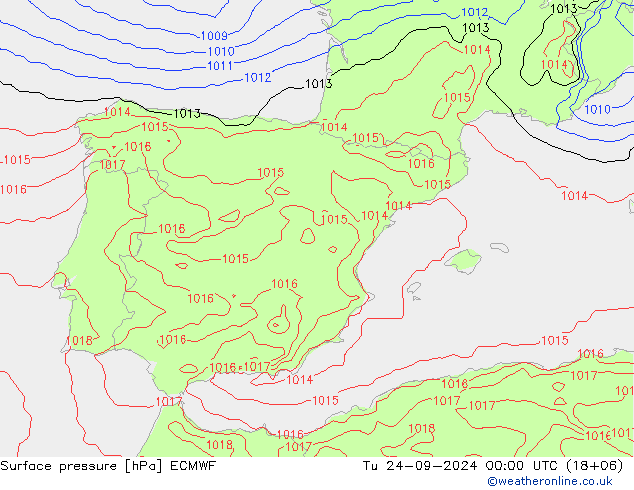 Surface pressure ECMWF Tu 24.09.2024 00 UTC