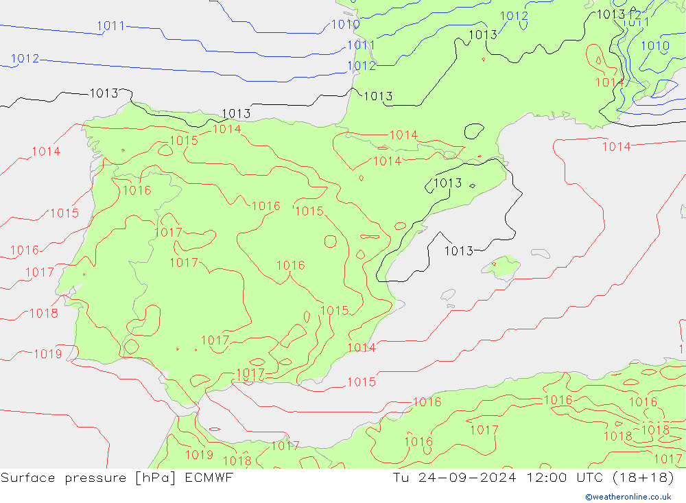 ciśnienie ECMWF wto. 24.09.2024 12 UTC