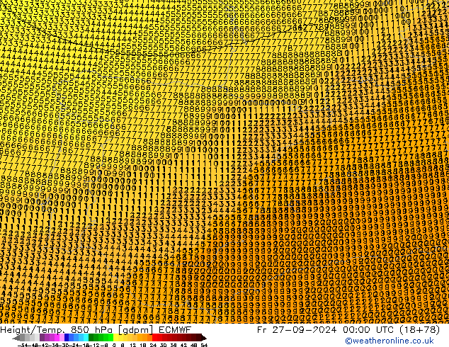 Height/Temp. 850 гПа ECMWF пт 27.09.2024 00 UTC