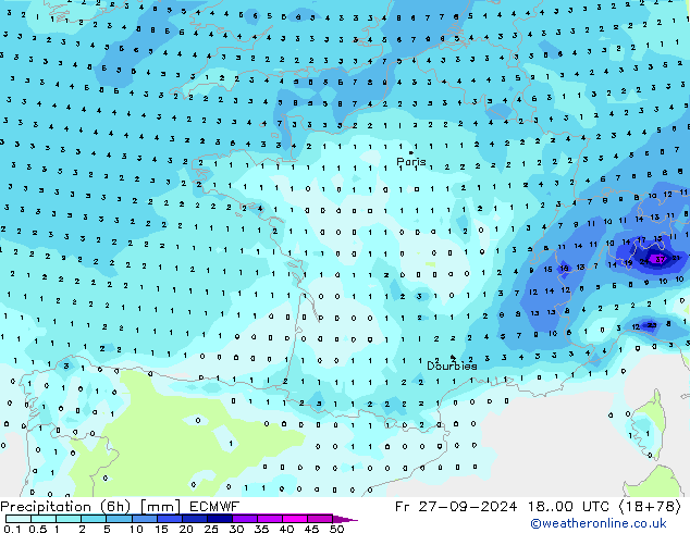 opad (6h) ECMWF pt. 27.09.2024 00 UTC