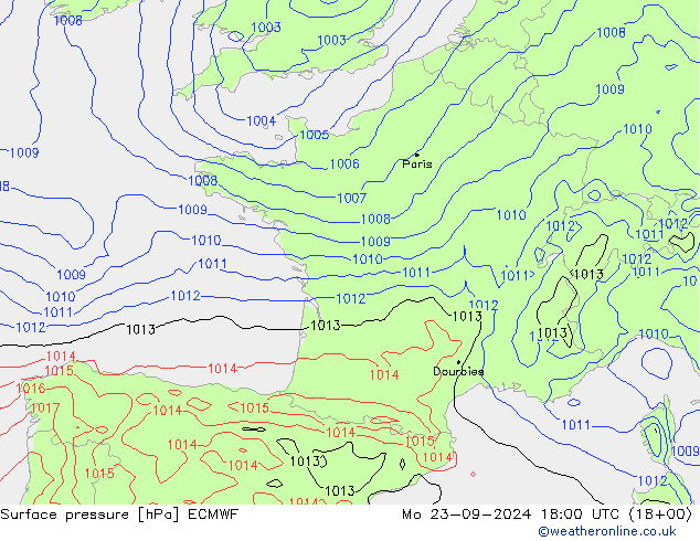 приземное давление ECMWF пн 23.09.2024 18 UTC