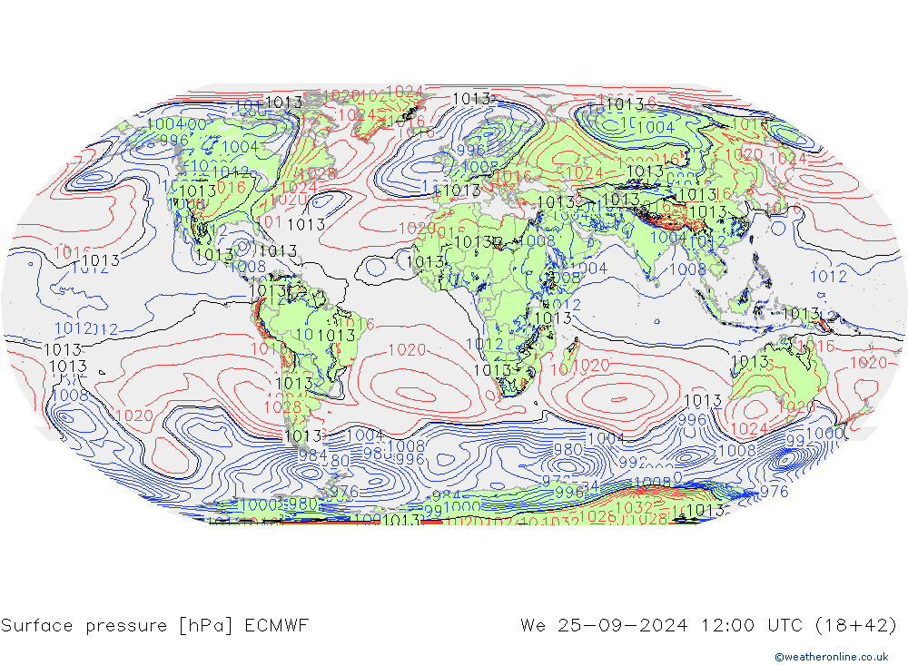 ciśnienie ECMWF śro. 25.09.2024 12 UTC