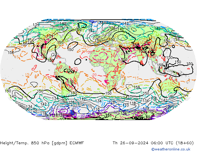 Height/Temp. 850 hPa ECMWF czw. 26.09.2024 06 UTC