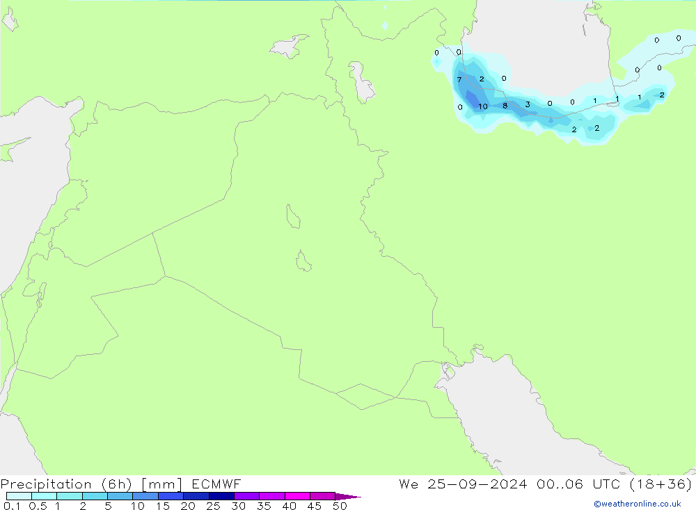 Précipitation (6h) ECMWF mer 25.09.2024 06 UTC