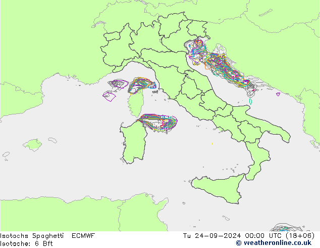 Isotachs Spaghetti ECMWF Tu 24.09.2024 00 UTC