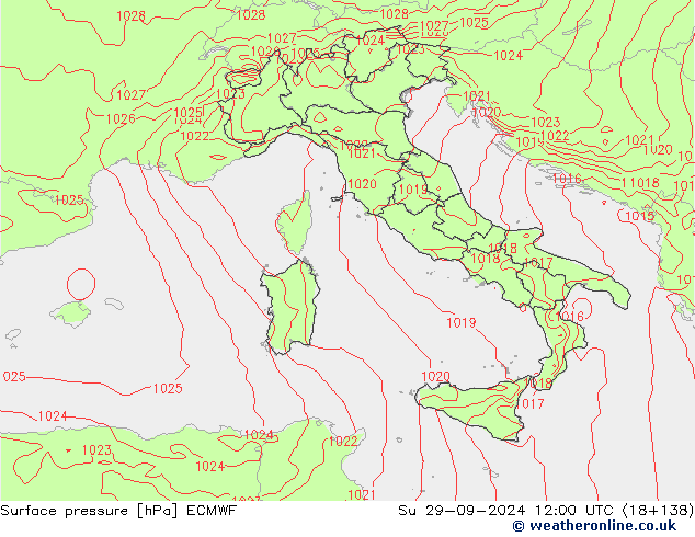 Atmosférický tlak ECMWF Ne 29.09.2024 12 UTC