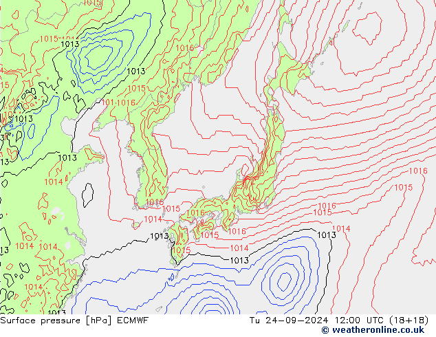 Pressione al suolo ECMWF mar 24.09.2024 12 UTC