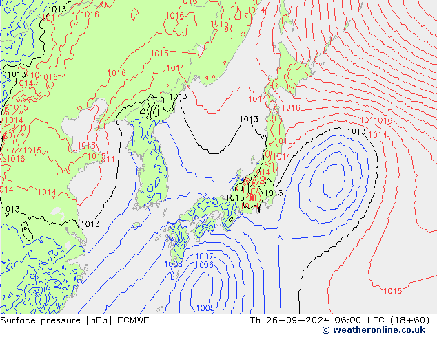 Surface pressure ECMWF Th 26.09.2024 06 UTC