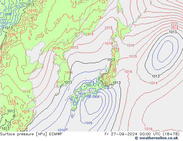 pression de l'air ECMWF ven 27.09.2024 00 UTC