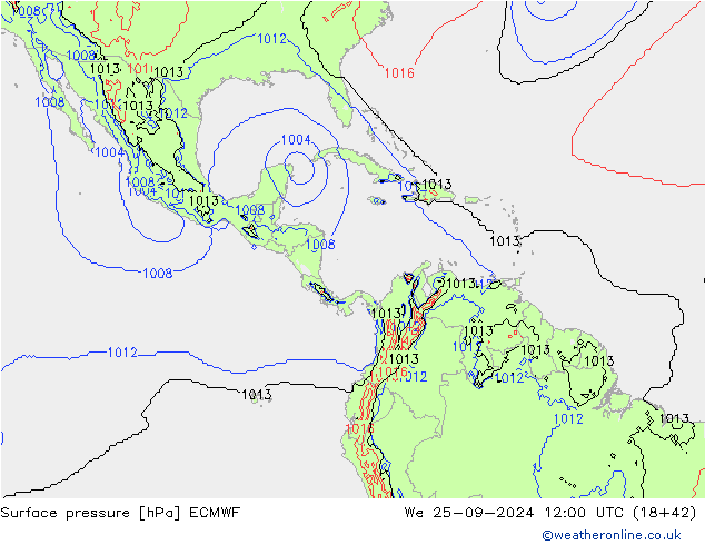 Pressione al suolo ECMWF mer 25.09.2024 12 UTC