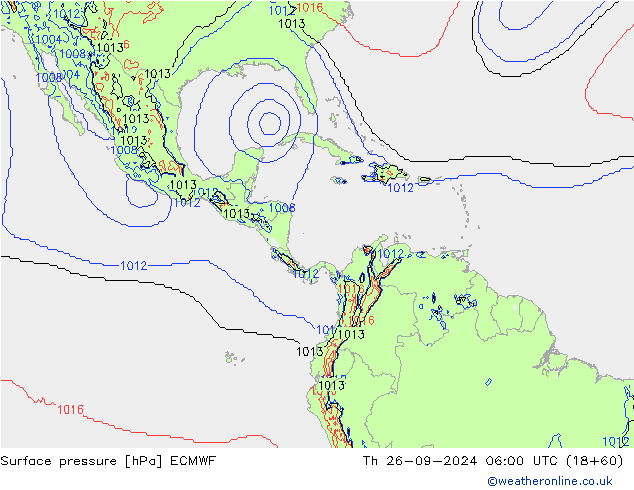 Surface pressure ECMWF Th 26.09.2024 06 UTC